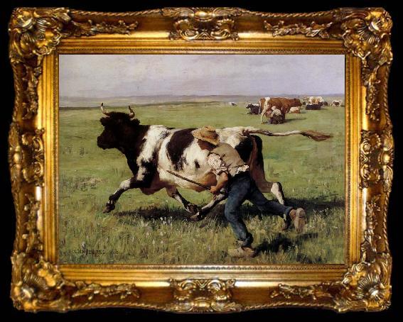 framed  Francois-Marius Granet La Vache echappee, ta009-2